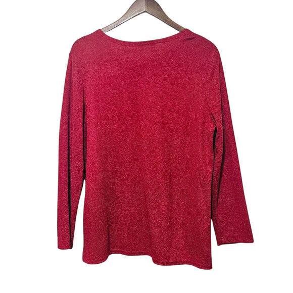 Vintage Miranda K Sweater Women's Size 18M Sparkle Red USA Lightweight Holidays - Picture 2 of 5